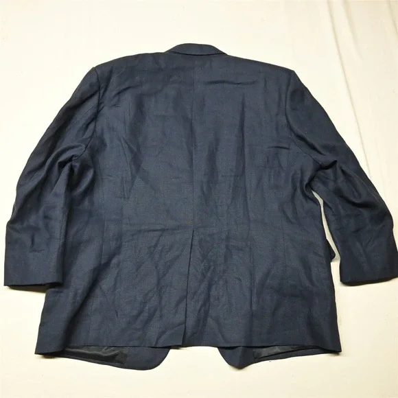 Innocenti Tom James 54R Navy Blue Gold Button Linen Blazer Jacket Sport Coat